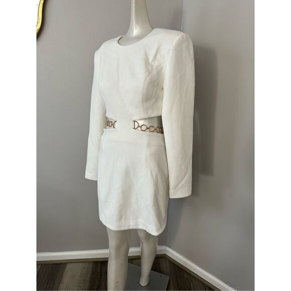 NWT MISHA Questa Chain Mini Dress in Ivory Size M $395 - Picture 4 of 10